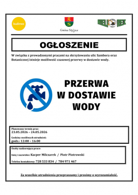 Grafika Możliwe przerwy w dostawie wody w Gołubiu